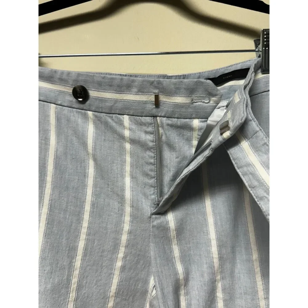 BANANA REPUBLIC Avery Linen Blend Blue/White Stripe Ankle Pant, Sz 6
